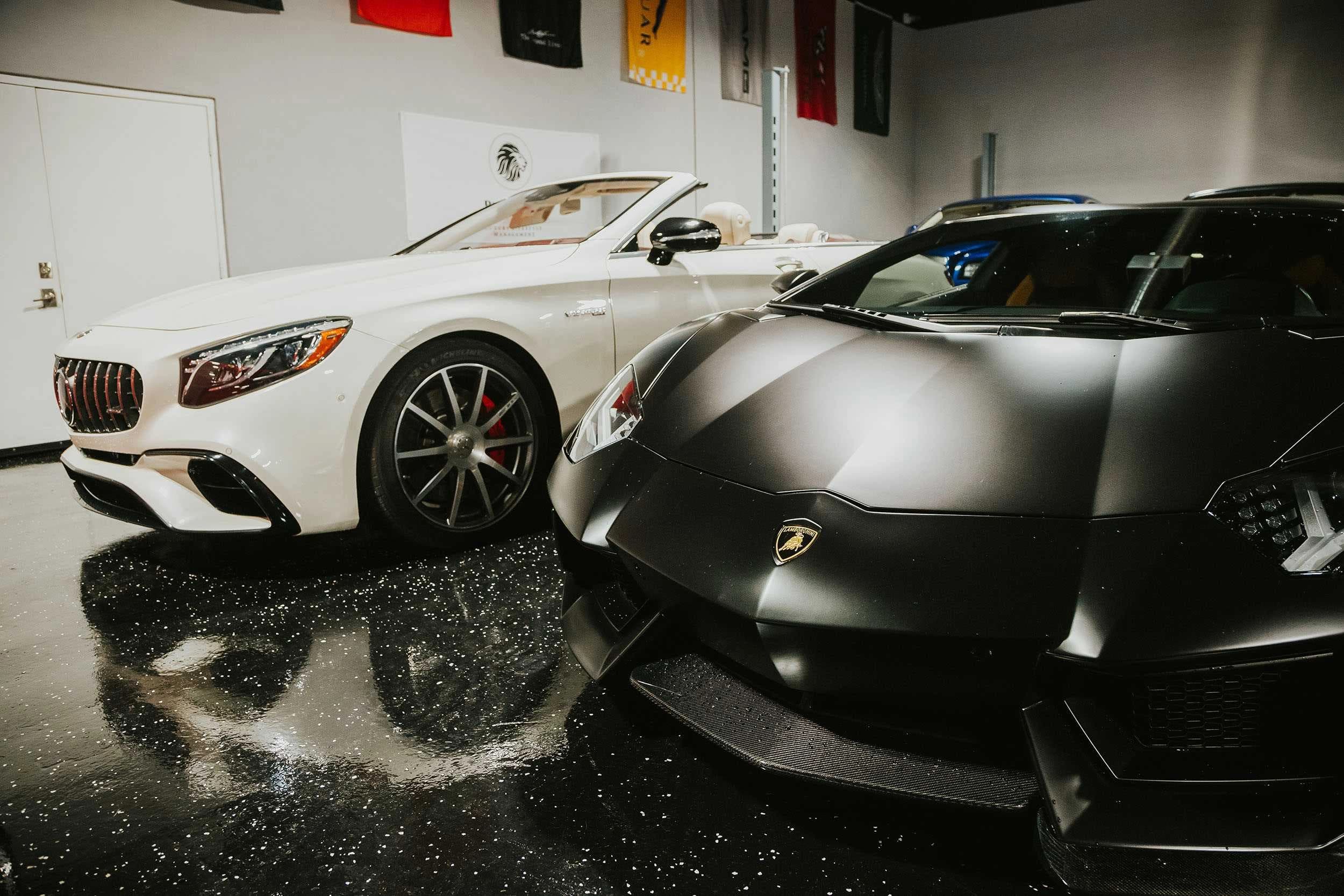 Luxury vehicles in an automotive showroom